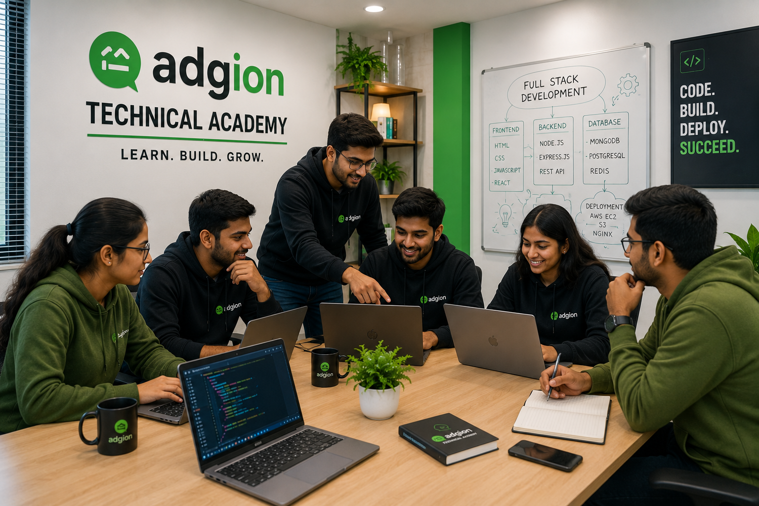 Students learning full-stack development